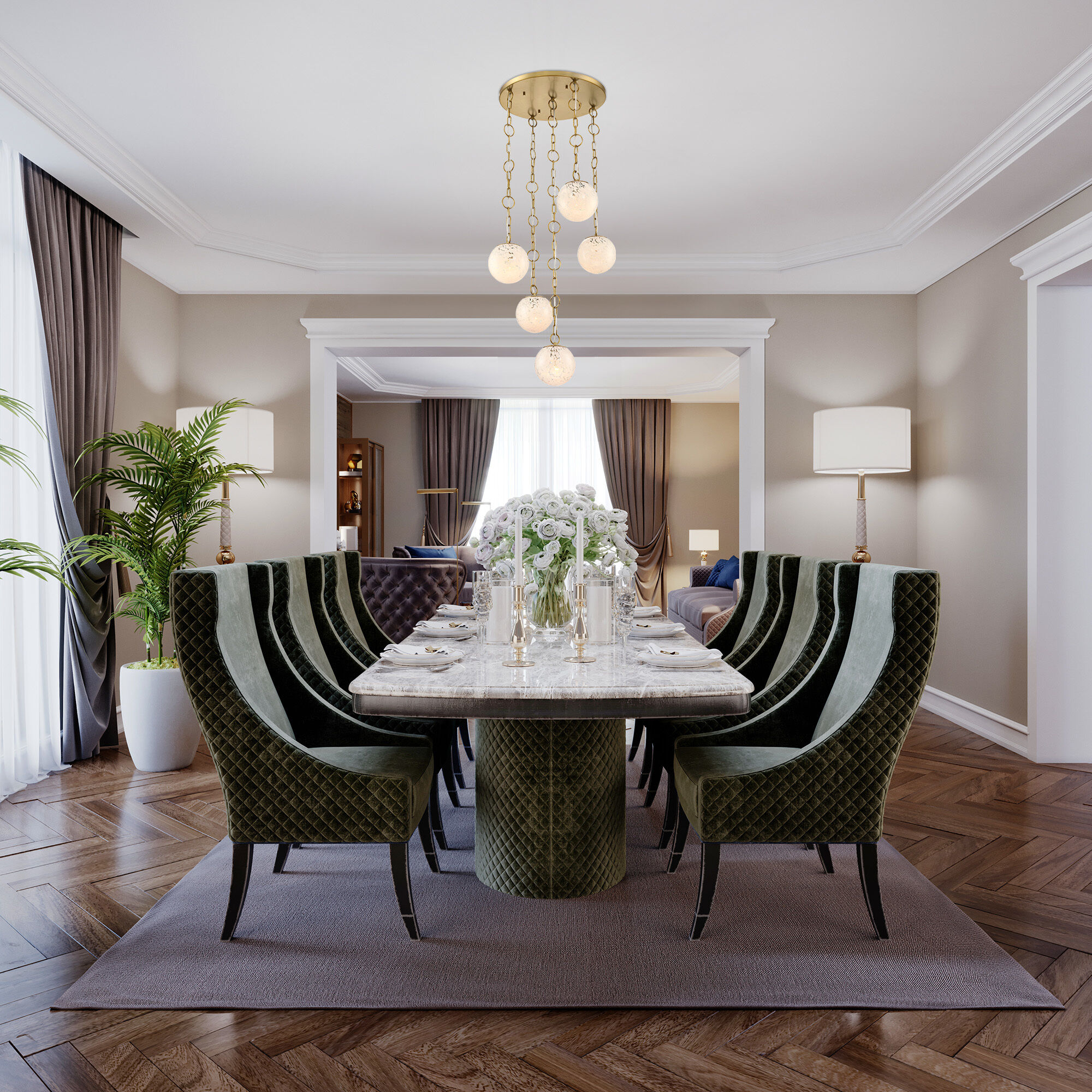 Wine Flower 5 Light 24.5 inch Brushed Gold Chandelier Ceiling Light